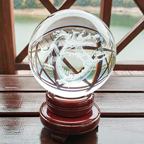 GYXYSJ Bola De Cristal Grabado Artesanía Personalizada K9 Bola De Cristal Decoración De La Oficina En Casa con Caja De Regalo Base 90Mm