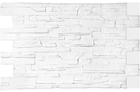 3D Brick Wall Panels,Faux Stone Tiles,Faux Stack Stone Panel,FRP Stone Look for Outdoor/Indoor Wall,TV Background Wall, Balcony,Outdoor Stucco Walls (Matte White)
