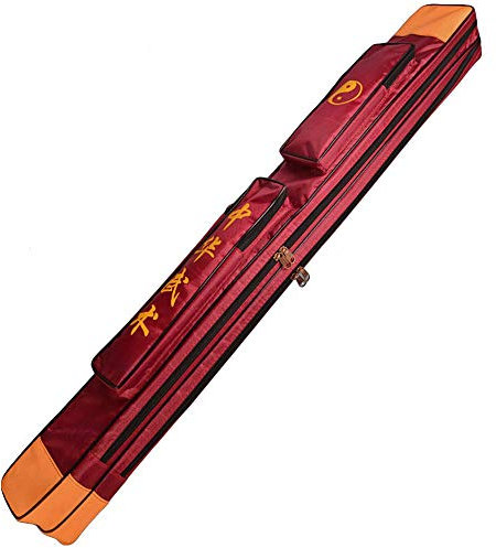 G-LIKE Tai Chi Zweilagige Schwerttasche – Traditionelle Chinesische Kampfkunst Taiji Wushu Kung Fu Qigong Verdickte Tragetasche Schultertasche für Schwert Messer Zubehör PU Oxford Beutel (Rot)
