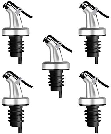 Oil Olive Spouts, Vinegar Bottle Stopper Spout Leakproof Nozzle Dispenser Wine Pourer forOil, Vinegar, Olive, Salad, Wine, Etc (5 pack)