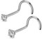 OUFER 20G 0.8mm 2stk Titan Nasenpiercing Ring Nasenring S Form Heart CZ Nasen Piercing Nase Nostril Twist Stecker Dünn Nasenstecker Nasenspirale Schmuck Nose Ring Screw 2mm Jewellery Women