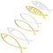 SUPERFINDINGS 6pcs 6 Arten PVC Klebeaufkleber Jesus Fisch Aufkleber Aufkleber 3D Auto Aufkleber Kunststoff Auto Emblem Für Jesus Christian Fisch Symbol Autodekorationen Gold Und Splitter