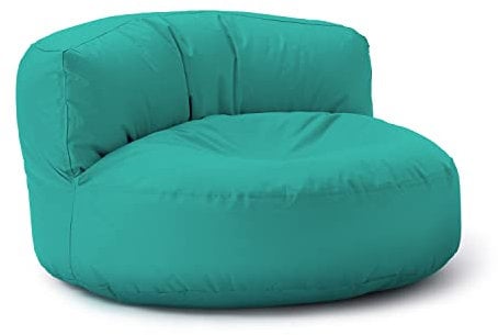 Lumaland Sitzsack Lounge | Sofa-Sitzsack 90 x 50 cm mit Rückenlehne | Indoor & Outdoor Beanbag | Wasserabweisend & Robust | Mit anpassungsfähiger EPS-Füllung | Waschbarer Bezug [Türkis]