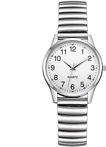 Uhr Damen Paare Runde Form Stahlband Armbanduhr Luxus Damenuhren Marken Quarzuhr Watch Geschenk für Frauen Damen Frau Mama Teenager Mädchen Beste Freundin Oma Weihnachten