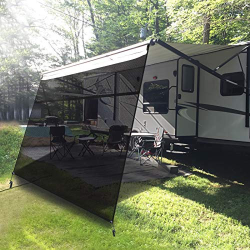EXCELFU Toldo para Caravana con Cremallera de 17 x 9 pies (Apto para toldo de 18 pies, Parasol para Caravana, toldo, Caravana, toldo, Pantalla de Malla Negra, Bloqueador UV, Kits completos