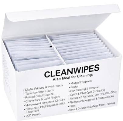 Elfcam® – Set mit 50 Reinigungstüchern für Glasfasern zur Dekontamination der blanken Faser vor dem Spleißen und der Enden von Glasfasersteckern
