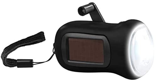 PAIQIU Solar Dynamo Torch, LED Flashlight, Wind Up Rechargeable, Outdoor Portable Manual Flashlight with Hook, Random Color