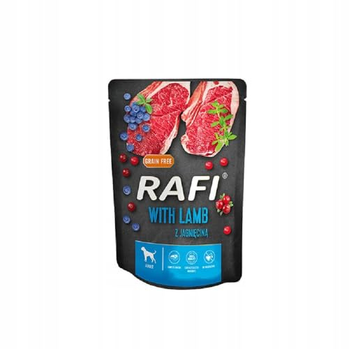 Rafi Hundenassfutter im Beutel 300g Lamm | Nassfutter für Erwachsene | Vollwertiges Protein mit hoher Verdaulichkeit | Hundefutter für EIN glänzendes Fell | Ohne Getreidezusatz