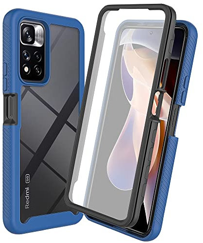 XINNI Funda para Xiaomi Redmi Note 11 Pro+ 5G(Note 11 Pro Plus) Antichoques 360 Grados con Protector de Pantalla Integrado Robusto Doble Cara Bumper Transparente Case Completa Carcasa, Azul Oscuro