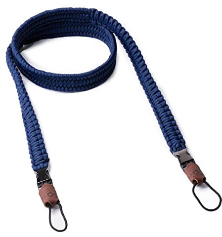 C-Rope Kameragurt THE TRAVELER handgeflochten aus Paracord, Schultergurt mit Schnellverschluss, 100cm, Navy Blau