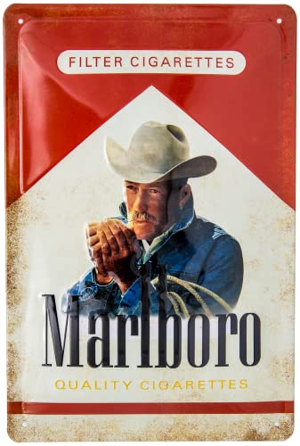 Vintage Retro Zigaretten Reklame - passend für Marlboro USA Fans - hochwertig geprägtes Stahlblech - 3D Effekt - 30 x 20 cm