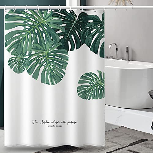Musihy Duschrollo für Badewanne 180 Breit, Dushenvorhange Blau Blatt Badevorhang Motiv Schmales Duschrollo