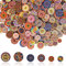 LANSKYLAN Bunte Holzknöpfe - Retro Knöpfe für Kleidung, 300 Stück, 15/20/25MM, Gemischte Rund Blumen Puppenknöpfe, Bunt, Geometrische, zum Basteln und Nähen