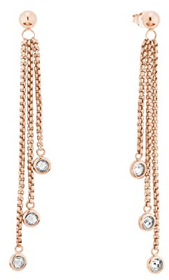 JOOP! Ohrhänger Edelstahl Damen Ohrschmuck, mit Zirkonia synth., 5,7 cm, Roséfarben, Kommt in Schmuck Geschenk Box, 2028365