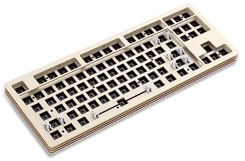 AJAZZ AKC087 DIY Mechanical Keyboard Kit, Tri-mode Kit, Multi-layer Base, Aluminum CNC Casing, 75% Compact Layout, TKL, Hotswappable Compatible with 3Pin 5Pin Gateron/Cherry/Kailh/Otemu Switch (White)