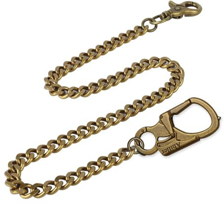 Ahiller Geldbörsenkette mit Verschluss [Doppelschloss-Design mit Wolframstahl-Kegelkopf], Heavy Duty Biker-Kette, Herren-Geldbörsenkette, Jeanskette und Schlüsselkette (QK-Copper,1)