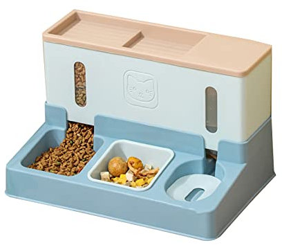 Kingke Comedero automático para mascotas + bebedero para gatos recipiente de comida para gatos antifugas fuente de agua 3 en 1 comedero de agua para perros grandes