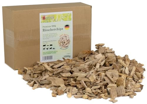 Moritz 1000 g BBQ Räucherchips 100% Buche 7-30 mm I intensives Aroma I für BBQ Smoker Kugelgrill Gasgrill Elektrogill Räucherofen