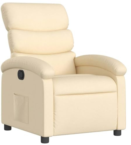 vidaXL Relaxsessel, Sessel mit Liegefunktion, Fernsehsessel Verstellbare Rückenlehne, Liegesessel Ruhesessel Polstersessel, Creme Stoff
