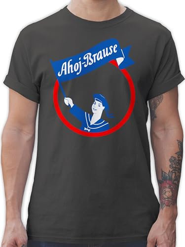 T-Shirt Herren - Ahoj Brause Kostüm Ahoj-Brause Verkleidung - 4XL - Dunkelgrau - Karneval Outfit Partnerlook Fasching Shirt Carnaval Tshirt kostùm Erwachsene kölner Fastnacht Oberteil Karneval.