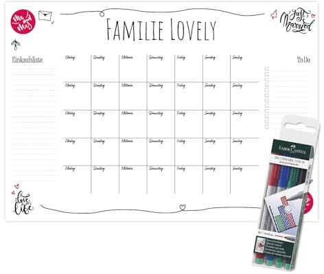 Primus Print - Wunsch Kalender - personalisierter Wandkalender - Abwaschbarer Familienplaner aus Acryl (Mr & Mrs)