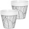 TIENDA EURASIA - Pack 2 Macetas Decorativas de Interior, Material de Plástico Resistente, Diseños Modernos y Originales (Ø15 cm x 14,5 cm, Blanco)