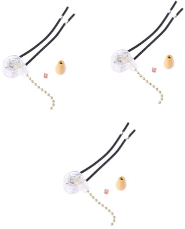 Hemobllo 3 Pezzi Di Ricambio Per Ventilatore Da Soffitto Con Catena A Strappo 3a/220v-250v in Legno Dorato On/off Accessorio Per Luce A Cordino
