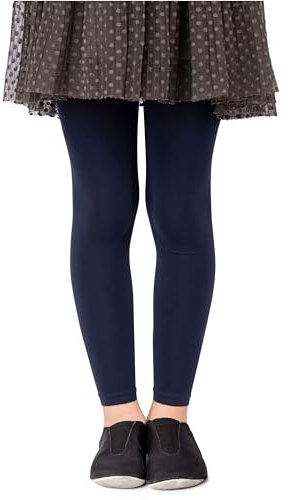 NOQ Mädchen Strumpfhose ohne Fuß in voller Länge Leggings knöchellanger Rock Tunika Kleid Schule Tanz Ballett blickdichte Mikrofaser, Cosmos Blue 10/11 Jahre (140/146 cm)