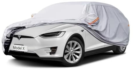 GUNHYI 6 Layers Heavy Duty Suv Car Cover Waterproof 100%, Custom Fit For Tesla-Model-X(2015-2024), All Weather Outdoor Car Cover Sun Rain Dust Protection, With Zip And Cotton Lined, Silver