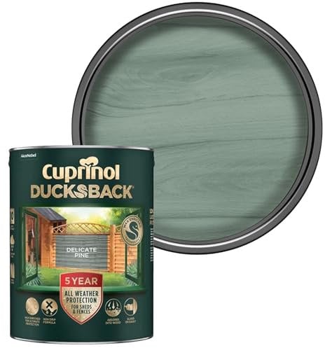 SAVING HUB Ducksback Fence Paint 5L - Garden Fence&Shed Paints - Non Drip Formula, for Rough Sawn Wood - Water Repellent Frost Protection, Sheds Fences Paint - Wooden Fences Paints (Delicate Pine)