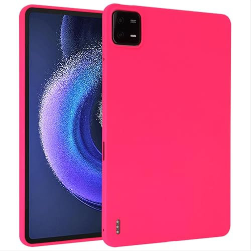 GIOPUEY Funda para Xiaomi Pad 6, Carcasa Trasera de TPU Suave, Ultraplano, Anti-vibración y Anti-Deslizamiento - Rose Red