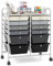 COSTWAY 12 Drawers Rolling Storage Cart, Home Office Stationary Utility Trolley with 4 Wheels, Multipurpose Mobile Organiser Shelving Unit for Makeup Beauty Salon (Gradient Black)