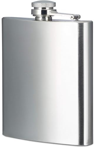 CHEFZOCO Flasque en acier, flacon d'alcool, bouteille d'alcool, gourde de liqueur, liqueur portable, flasque de voyage, 9,5 cm x 13,5 cm, capacité 240 ml, acier inoxydable