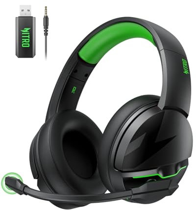 acer Wireless Gaming Headset, PS5 Headset with 2.4GHz for Ps5, Ps4, PC, Switch, Bluetooth 5.3 + 100Hrs Gaming Headphones with Noise Canceling Mic for Laptop, Mobile, Mac, 50mm Drivers (Green)