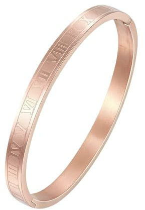 MILAKOO 6mm Edelstahl Römische Ziffer Armreif Personalisiert Armbänder Liebe Freundschaft Armband für Männer und Frauen