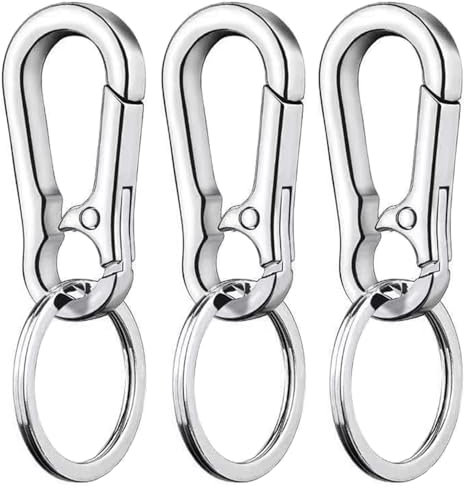 3 Pièces Mousqueton Porte-Clé Anti-Rouille - Pour Clés de Voiture, Sacs à Dos, Camping - Petit Mousqueton Blanc Argenté