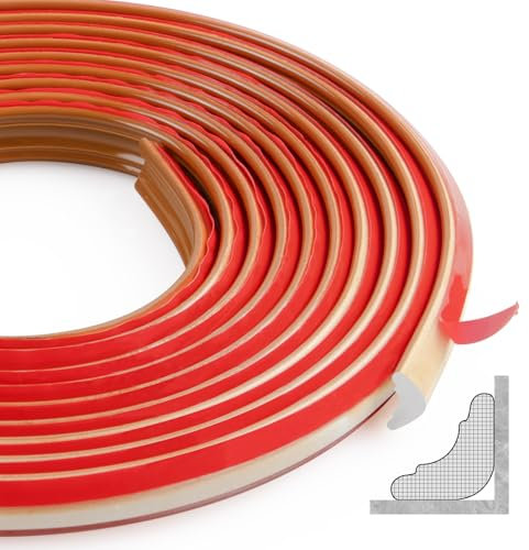 ZTVOWTO 300cm TPE Dreikant Wandleisten, Eckleiste Selbstklebend, Flexible Deckenleisten Selbstklebend für Wandkanten, Küchenarbeitsplatten, Fliesenkanten, Deckenabschlüsse(12 * 9 mm,Braun)