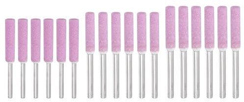 PATIKIL 18 Pcs Diamond Chainsaw Sharpener 3 Sizes High Hardness Sharpening Stone Polishing Chainsaw Sharpening Kit Grinding File Tool, Pink(5/32, 3/16, 7/32)