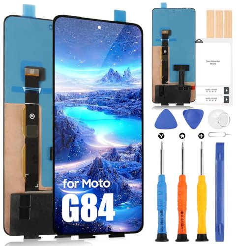 ARSSLY LCD Écran pour Motorola Moto G84 Écran pour Motorola G84 XT2347 Ecran pour Moto G84 Tactile Digitizer Full Assembly avec Réparation Kit (Noir sans Cadre, 6.5)