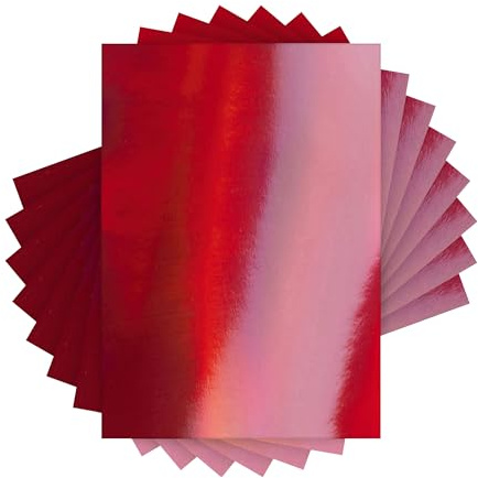 Craft Perfect Iridescent Mirror Card - Fire Stone Red - A4 (20 Pack) - 250gsm Premium Single-Sided Holographic Cardstock for Die Cutting, Crafts, & Paper Projects