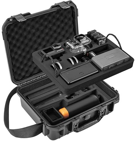 Tomat Action 5 Pro Koffer Hülle Wasserdicht Hart Doppellagig Tragetasche für DJI Osmo Action 5 Pro/4/3 Zubehör Hartschalen Reisetasche Tasche, Schutz, kompatibel mit MIC 2/multifunktionaler Ladegriff