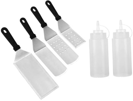 Cabilock 6St Grillwerkzeug Pfannkuchen Backspatel Messbecher Werkzeug frittierte Schaufel Gadget mit Ölflasche kochgeschirr küchenwerkzeug Backschaufel Kuchenschaufel Rostfreier Stahl Weiß