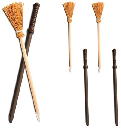 Thapncow Zauberstab Zauberbesen Bleistifte Set, Hexen Besen Bleistift für Hexenparty, Zauberstab Bleistift, Thema Party Deko, Geburtstag Partygeschenke, Bleistifte Kinder Mitgebsel (6 Stück)