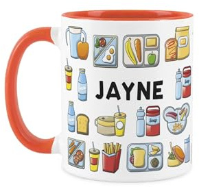 Purely Home Custom Dinner Lady Mug - Humourous School Lunch Worker Novelty Gift - Tea/Coffee Orange Ceramic Cup Personalised Present for Lunch Ladies