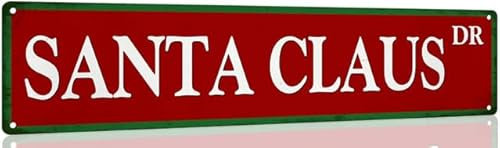 Horienteeon Cartello stradale vintage con Babbo Natale, cartello stradale in alluminio, cartello stradale retrò, da parete in metallo, per uomo in metallo, 10,2 x 40,6 cm