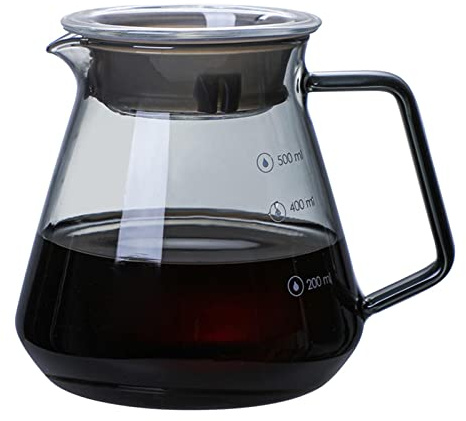 Glas-Kaffeekanne zum Übergießen, Handtropfen, Kaffeekanne, 500 ml