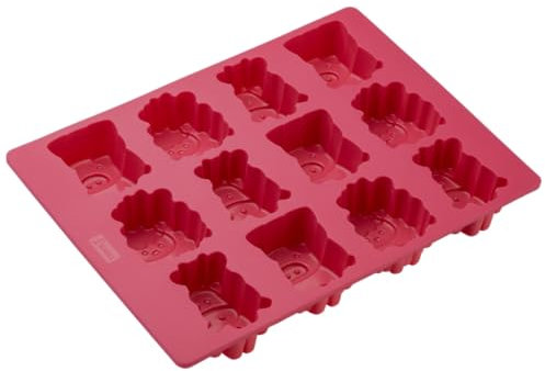 Lurch My Little Farm Silikonbackform für 12 Mini-Kuchen mit Tiermotiv, Pink