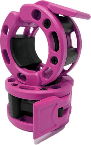 Clout Fitness Olympic Barbell Clamps Collars Quick Release Pair of Locking Weight Clips Fit 2 Inch Barbell (Pink)