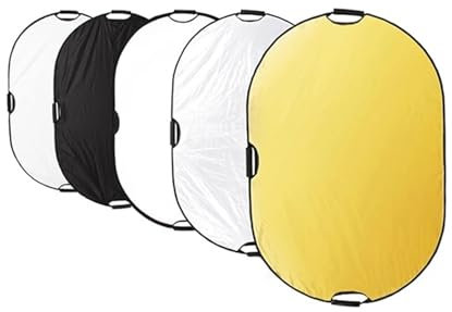 TYNXK Kit de Estudio fotográfico con Reflector 5 en 1, Reflector Ovalado Plegable, Accesorio de fotografía portátil de Mano.(80x120cm)