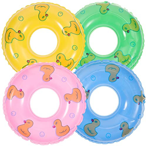 SOPOTUTU 12 Stück Mini Schwimmringe Leuchtenden Farben Aufblasbare Deko Ringe für Mini Häuser Party und Fotodekoration für Feiertage und Kreative Anwendungen